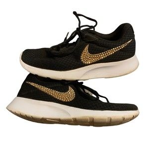 Nike Black and Gold Mesh Sneakers
